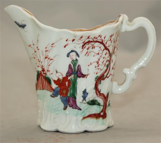 A Worcester Chelsea Ewer cream jug, c.1760, 9cm., slight rim fault